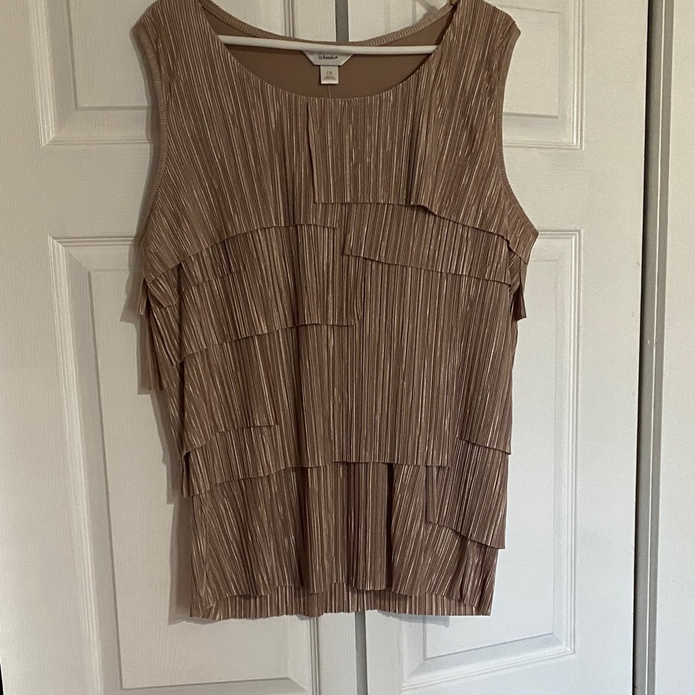 CJ Banks Brown Layered Blouse